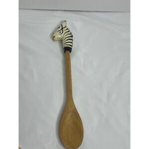 Hand Carved Zebra Wooden Serving Spoon